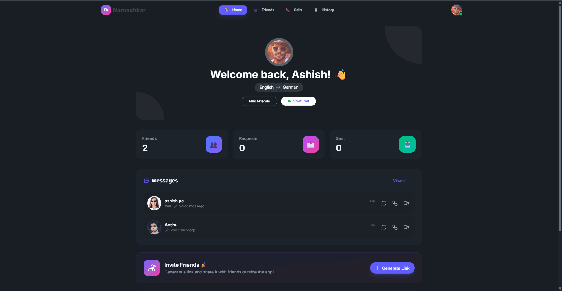 Namashkar — Random Video Matching & Social Discovery Platform